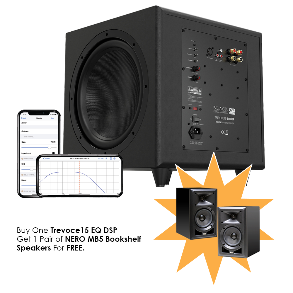 OSD Black Trevoce 15EQ DSP 1500W Triple 15' Woofers with Native EQ & App Control DSP Room Correction